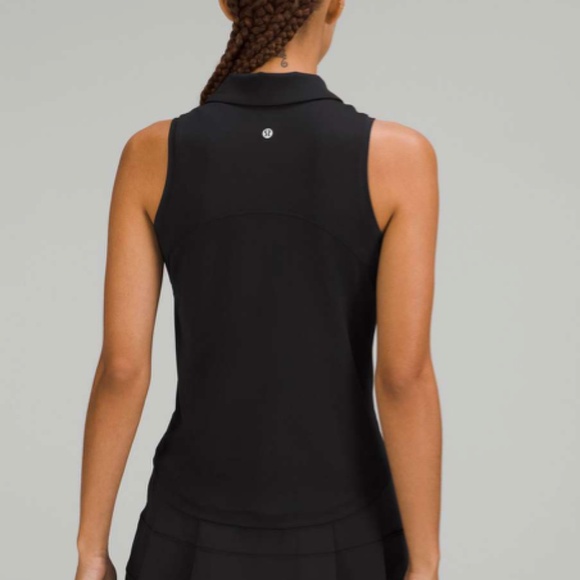 EUC Lululemon Quick-Drying Sleeveless Polo Shirt Black Size 4 - Picture 2 of 5